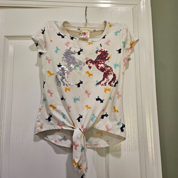 Jenna &‎ Jesse Girl's Size 8 Reversable Sequin Unicorn Shirt - Picture 1 of 8